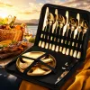 16-piece golden tableware set, stainless steel spoons, forks and knives, home Western cuisine gift box Specification image
